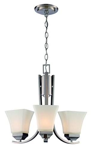 Trans Globe Imports 70646 BN Transitional Three Light Chandelier from Cameo Collection in Pewter, Nickel, Silver Finish, 17.25 inches