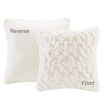 Load image into Gallery viewer, Comfort Spaces Ruched Faux Fur Plush 3 Piece Throw Blanket Set Ultra Soft Fluffy with 2 Square Pillow Covers, 50&quot;x60&quot;, Ivory

