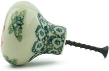 Load image into Gallery viewer, Polish Pottery 1-inch Drawer Pull Knob Made by Ceramika Artystyczna (Sponge Garland Theme) + Certificate of Authenticity
