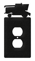SWEN Products Tractor Combine Metal Wall Plate Cover (Single Outlet, Black)