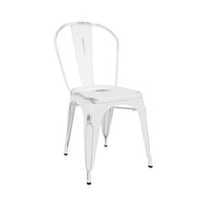 Load image into Gallery viewer, Flash Furniture 4 Pk. Distressed White Metal Indoor-Outdoor Stackable Chair
