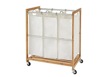 Load image into Gallery viewer, TRINITY TBFZ-2102 3-Bag Bamboo Laundry Cart, Chrome

