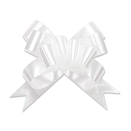 Berwick Offray .5'' Wide Butterfly Ribbon Pull Bow, 2'' Diameter with 8 Loops, White, 100 Count