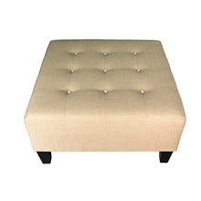 Load image into Gallery viewer, MJL Furniture MAX Squared Beige Fabric Button-Tufted Ottoman White
