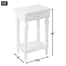 Load image into Gallery viewer, Set of 2 Carved Wood Shabby White Nightstands
