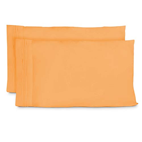 Cosy House Collection Pillowcases Standard Size - Pastel Orange Luxury Pillow Case Set of 2 - Fits Queen Size Pillows - Premium Super Soft Hotel Quality - Cool & Wrinkle Free - Hypoallergenic