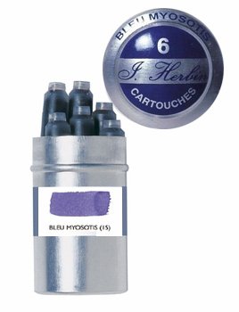 J. Herbin Refills Bleu Myosotis Fountain Pen Cartridge - H201-15
