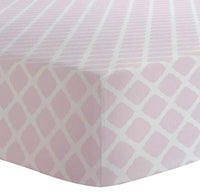 Kushies 100% Premium Soft Cotton Flannel Crib Sheet, Made in Canada, Pink Lattice