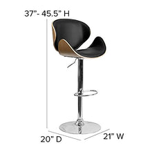 Load image into Gallery viewer, Offex Beech Bentwood Adjustable Height Barstool with Curved Back and Black Vinyl Seat
