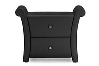 Baxton Studio Victoria Faux Leather Upholstered Modern Nightstand, Large, Black