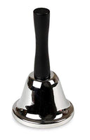 Hygloss Products Classic Silver Hand Bell - Durable Metal with Chrome Finish - Sturdy Black Wood Handle - Crisp Ringing Tone - 5