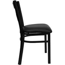 Load image into Gallery viewer, Flash Furniture 4 Pack HERCULES Series Black &#39;&#39;X&#39;&#39; Back Metal Restaurant Chair - Black Vinyl Seat
