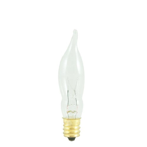Bulbrite 403307 7.5CFC/15/3 7.5-Watt Incandescent Flame Tip CA5 Chandelier Bulb, Candelabra Base, Clear (Pack of 12)