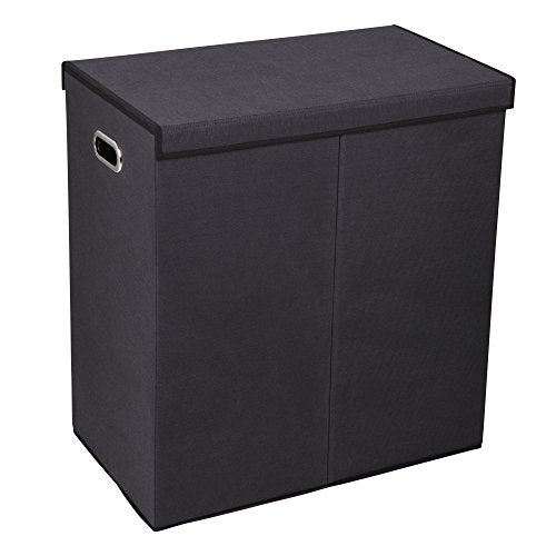 Household Essentials 5618 Double Hamper Laundry Sorter with Magnetic Lid Closure - Black