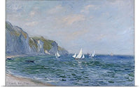GREATBIGCANVAS Entitled Cliffs and Sailboats at Pourville Oil on Canvas Poster Print, 60