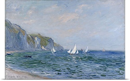 GREATBIGCANVAS Entitled Cliffs and Sailboats at Pourville Oil on Canvas Poster Print, 60