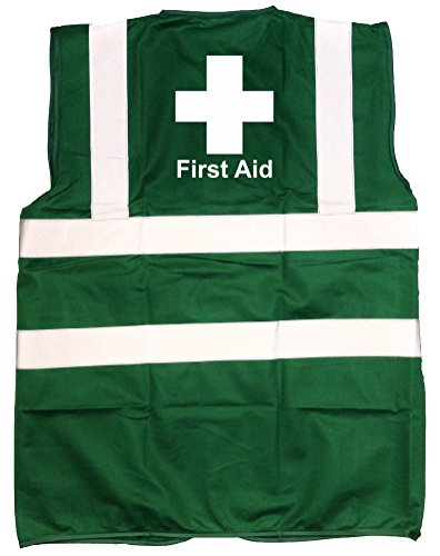 First Aid Cross, Printed Hi-Vis Vest Waistcoat - Paramedic Green/White L