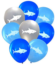Load image into Gallery viewer, Nerdy Words Shark Latex Balloons (16 pcs) (Blues &amp; Silver)

