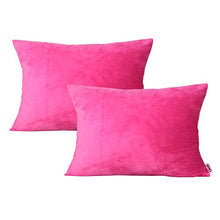 Load image into Gallery viewer, Queenie - 2 Pcs Solid Color Chenille Decorative Pillowcase Cushion Cover for Sofa Throw Pillow Case Available in 11 Colors &amp; 6 Sizes (14 x 20 inch (35 x 50 cm), Hot Pink)
