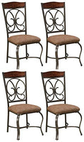 Signature Design by Ashley - Glambrey Dining Room Chair Set - Scrolled Metal Accents - Set of 4 - Brown