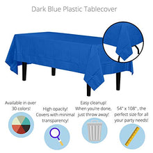 Load image into Gallery viewer, 12-Pack Premium Plastic Tablecloth 54in. x 108in. Rectangle Table Cover - Dark Blue
