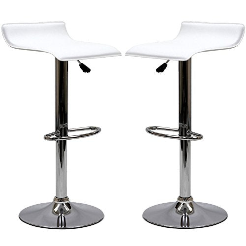 Modway Gloria Vintage Modern Faux Leather Upholstered Swivel Two Bar Stools in White