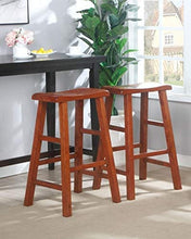 Load image into Gallery viewer, eHemco Heavy-Duty Solid Wood Saddle Seat Kitchen Counter Barstools, 29 Inches, Dark Oak, Set of 2
