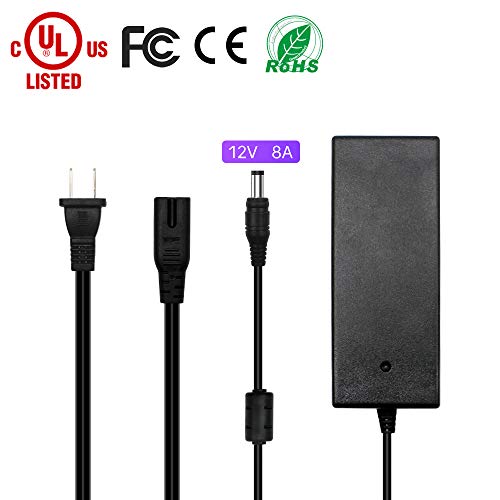 HitLights 12V 8A 96W DC Power Supply, UL Listed LED Power Adapter 120V AC to 12V DC Transformer for LED Strip Lights and More