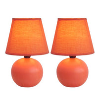 Simple Designs LT2008-ORG-2PK Globe Table Lamp Set, Orange, 2 Count