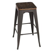 Load image into Gallery viewer, WOYBR Steel, Bamboo, Oregon Barstool, Set of 2, 17.75&quot;L x 17.75&quot;W x 30.25&quot;H, Dark Espresso/Antique
