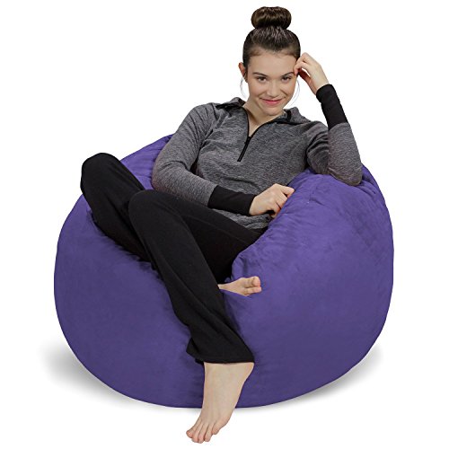 Sofa Sack - Plush, Ultra Soft Bean Bag Chair - Memory Foam Bean Bag Chair with Microsuede Cover - Stuffed Foam Filled Furniture and Accessories for Dorm Room - Purple 3'