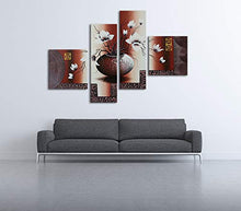 Load image into Gallery viewer, Wieco Art Huge Size Stretched and Framed Artwork 4 Panels 100% Hand-Painted Modern Canvas Wall Art Elegant Flowers Paintings for Wall Decor Floral Oil Paintings on Canvas Art XL
