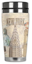 Load image into Gallery viewer, Mugzie &quot;New York&quot; Stainless Steel Travel Mug with Insulated Wetsuit Cover, 20 oz, Black
