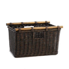 Load image into Gallery viewer, The Basket Lady Tall Narrow Wicker Storage Basket, Medium, 18 in L x 12 in W x 11 in H, Antique Walnut Brown
