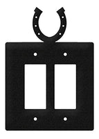 SWEN Products Horse Shoe Wall Plate Cover (Double Rocker, Black)