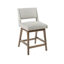 Load image into Gallery viewer, INK+IVY Boomerang 36.25&quot; Counter Height Barstool with Backrest Modern Solid Wood, Upholstered Foam Seat, Faux Linen Pub Chair, Light Grey
