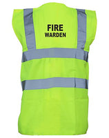 Fire Warden, Printed Hi-Vis Vest Waistcoat - Yellow/Black 3XL