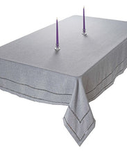 Load image into Gallery viewer, Hem Stitch Embroidered Vintage Design Tablecloth Gray 68&quot; by 108&quot; Oblong/Rectangle
