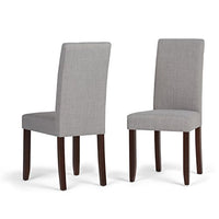 Simpli Home Acadian Contemporary Parson Dining Chair (Set of 2) in Dove Grey Linen Look Fabric