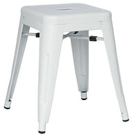 Chintaly Imports Galvanized Steel Backless Stool, White