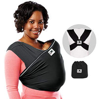 Baby K'tan Active Baby Wrap Carrier, Infant and Child Sling - Simple Pre-Wrapped Holder for Babywearing - No Tying or Rings - Carry Newborn up to 35 Pound, Black, X-Small (Women 2-4 / Men 36)