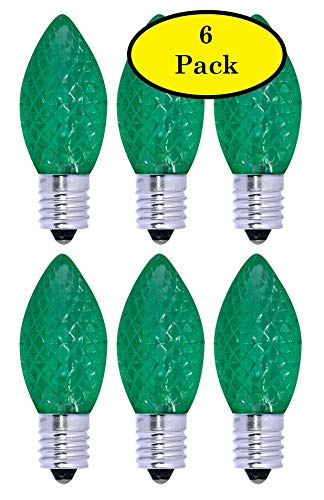 Bulbrite LED/C7G 0.35-Watt LED C7 Christmas Light Replacement Bulbs, Candelabra Base, Green [Pack of 6]