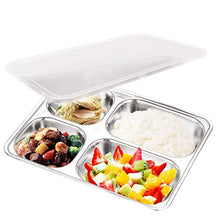 Load image into Gallery viewer, AIYoo Divided Plate with Lid for Kids and Adults 304 Stainless Steel Bento Box - BPA free 4 Compartment Lunch Containers with Dividers Camping Food Container Bento Lunch Box
