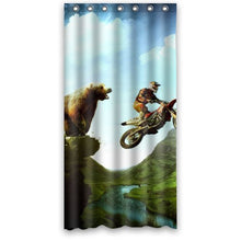 Load image into Gallery viewer, Bear And The Motorcycle Chase On the Cliff- Personalize Custom Bathroom Shower Curtain Waterproof Polyester Fabric 36(w)x72(h) Rings Included
