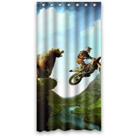 Bear And The Motorcycle Chase On the Cliff- Personalize Custom Bathroom Shower Curtain Waterproof Polyester Fabric 36(w)x72(h) Rings Included