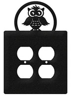 SWEN Products Owl Metal Wall Plate Cover (Double Outlet, Black)