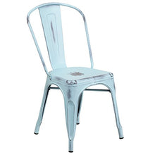 Load image into Gallery viewer, Flash Furniture Distressed Green-Blue Metal Indoor-Outdoor Stackable Chair
