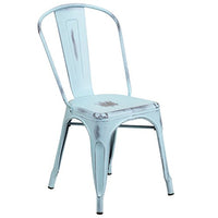 Flash Furniture Distressed Green-Blue Metal Indoor-Outdoor Stackable Chair