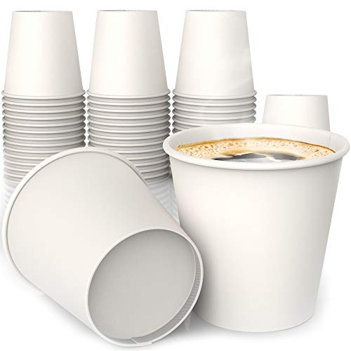 4 oz White Paper Cups (50 ct) - hot Beverage Cup for Coffee Tea Water