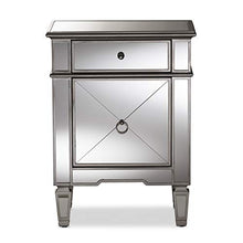 Load image into Gallery viewer, Baxton Studio Claudia Hollywood Regency Glamour Style Mirrored Nightstand Glam/Silver Mirrored/MDF

